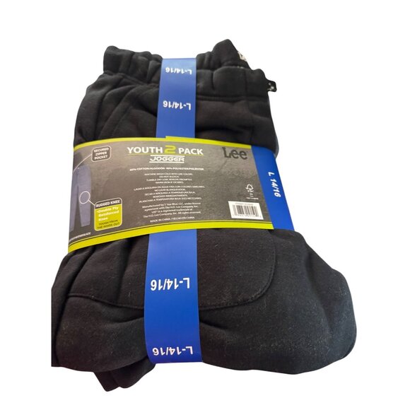 Lee Youth 2-Pack Jogger Pants With Rugged Knees & Zipper Pocket Size L/14/16 Cot - Picture 1 of 7